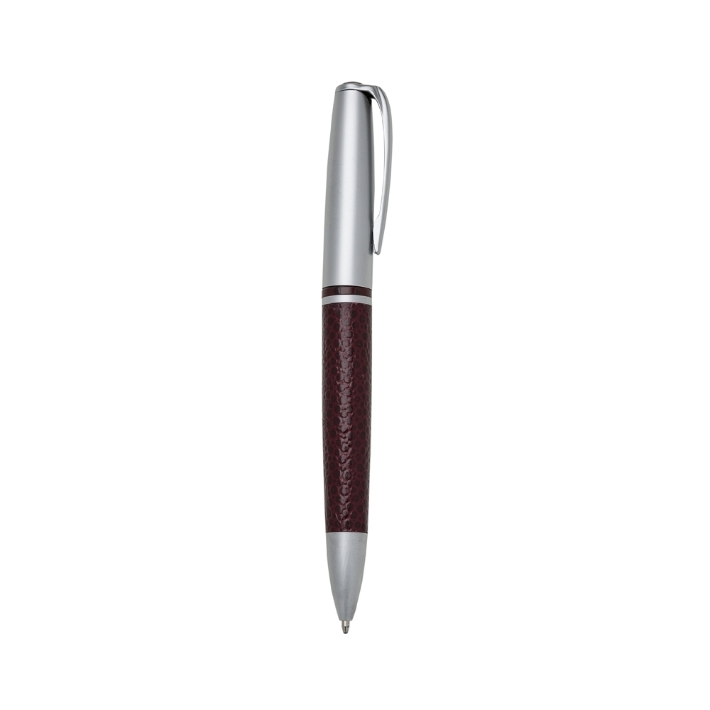 caneta metal fosco c/ couro