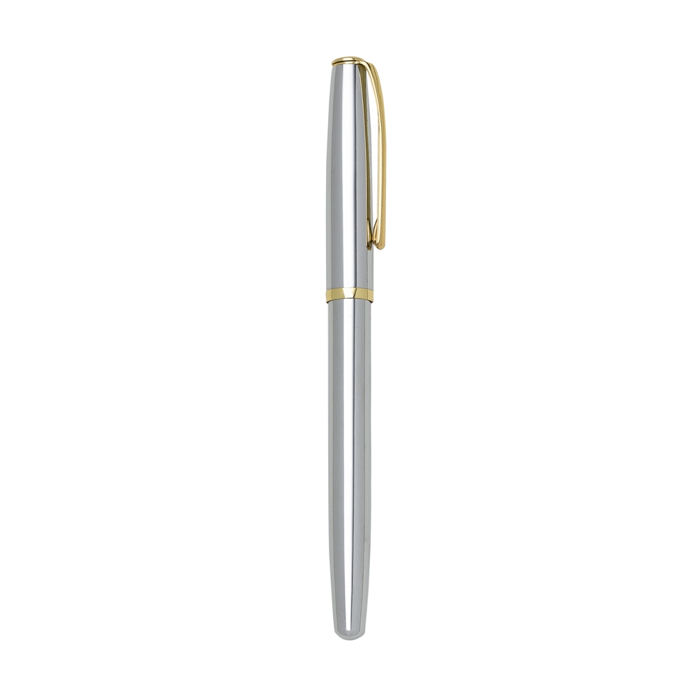 caneta roller prata c/ dourado