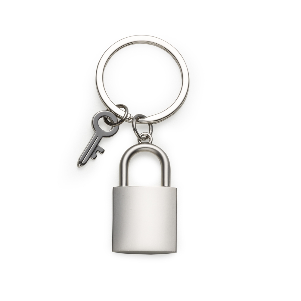chaveiro metal formato cadeado fosco