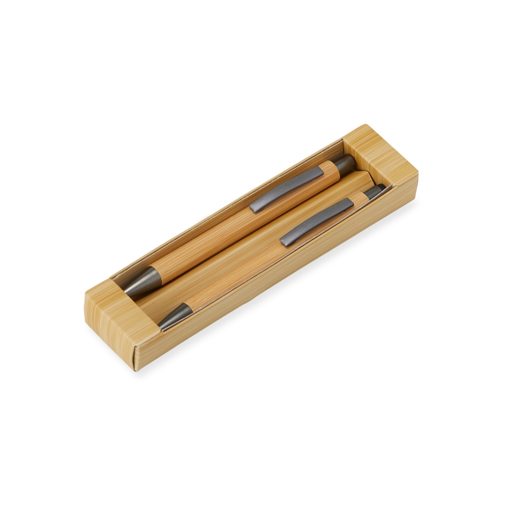 kit caneta e lapiseira bambu