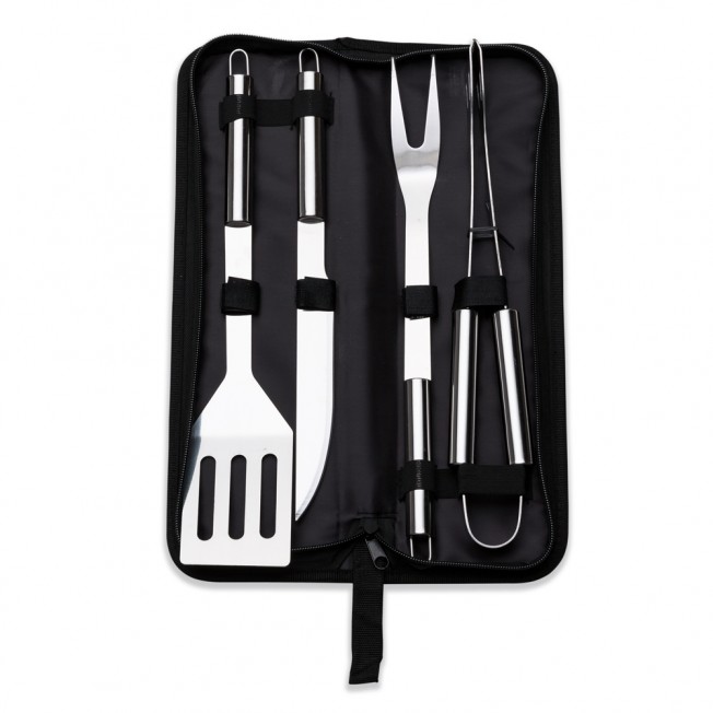 kit churrasco 4 peças inox c/ estojo