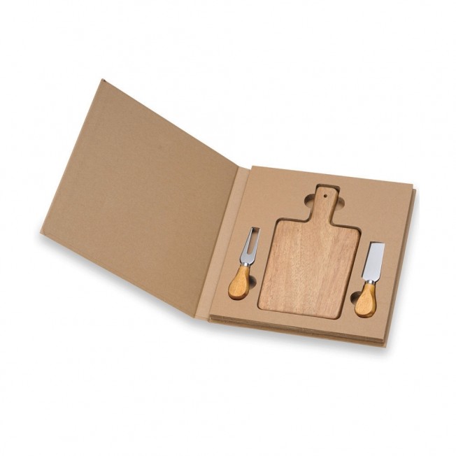 kit queijo 2 peças + tábua quadrada
