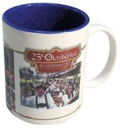 Caneca Porcelana Branca Interior Colorido 325ml