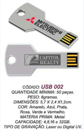 PEN DRIVE CHAVE PERSONALIZADA