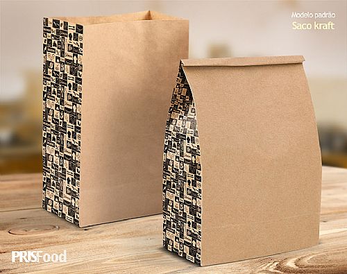 Saco kraft para delivery e entrega de lanches e refeições