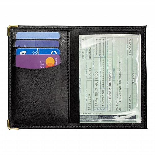 Porta Documento Luxo com Repartições em Couro Sintético 8,5x13cm