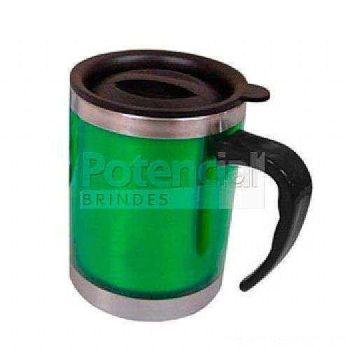 Caneca personalizada de inox e acrílico com tampa rosqueável