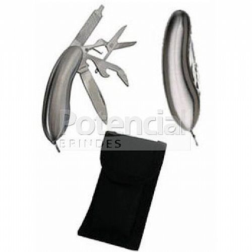 Canivete multifuncional em metal, personalizado.