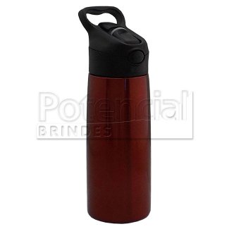 Squeeze de inox personalizado, com bico.