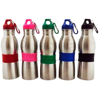 Squeeze de Inox com detalhe emborrachado, completamente personalizável.