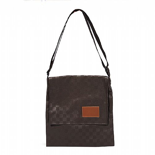 BOLSA LATERAL XADREZ AZUL E MARROM