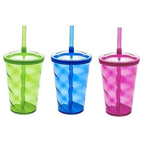 Copo com Canudo Acrílico - 550 ml