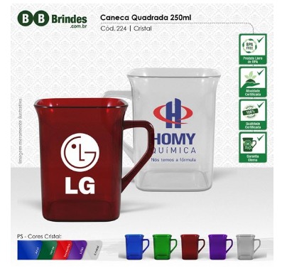 Caneca Cristal Quadrada