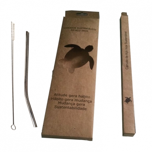 Kit Canudo de Metal Personalizado com Caixa