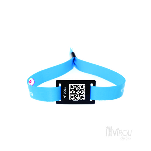 Pulseira de Tecido com Tag e QR Code