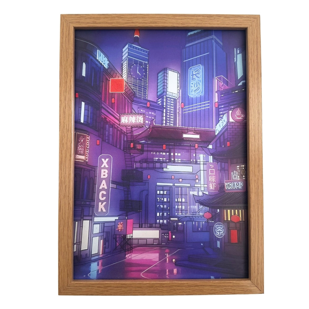 Quadro Cidade Noturna - 31,5 x 23cm LED 5V USB
