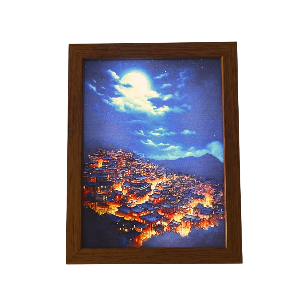 Quadro Montanhas com Luar - 23x17cm LED 5V USB