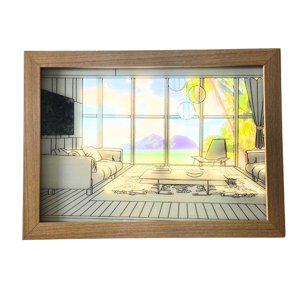 Quadro Vista da Praia - 23 x 17cm LED 5V USB