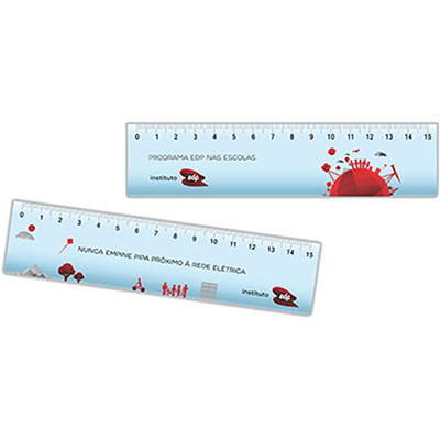 Regua de 15 cm Personalizada Impressa no Papel em Off Set e Encapsulada em Plastico Rigido Transpare