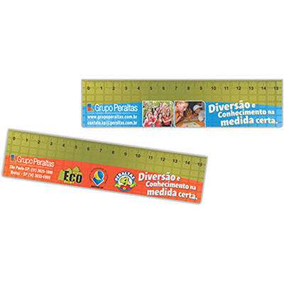 Regua de 15 cm Personalizada Impressa no Papel em Offset e Encapsulada em Plastico Rigido Transparen