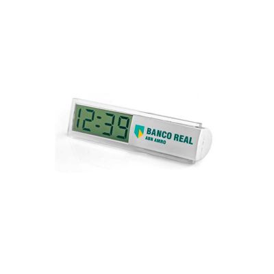 Relogio de Mesa Personalizado em Plastico Resistente Com Impressao da Logo em Tampografia e o Brind