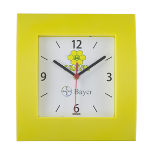 Relogio de Parede Retangular na Cor Amarelo