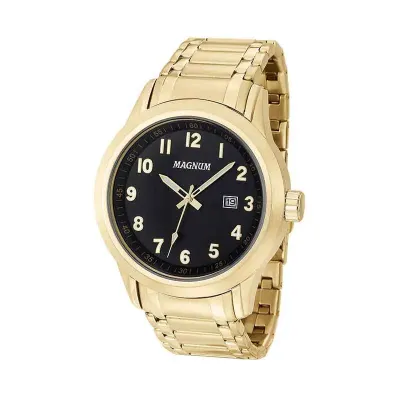 Relogio Dourado Magnum Com Mostrador Preto