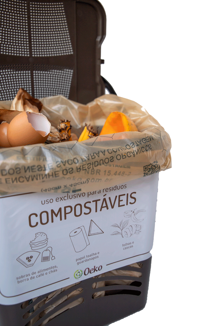 SACO EM BIOPLÁSTICO COMPOSTÁVEL – 10 LITROS (100 unidades)