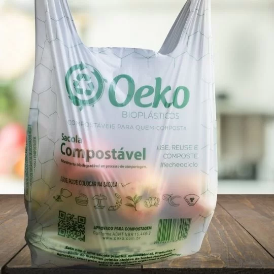 SACOLA DE BIOPLÁSTICO COMPOSTÁVEL OEKO® – 40x50cm (50 unidades)
