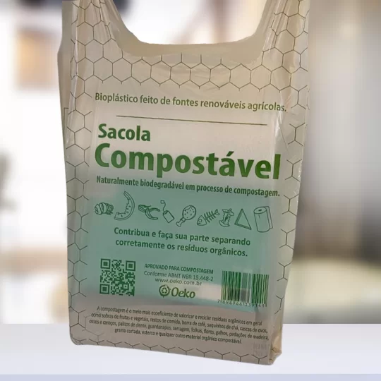 SACOLA DE BIOPLÁSTICO COMPOSTÁVEL OEKO® – 40x50cm (500 unidades)
