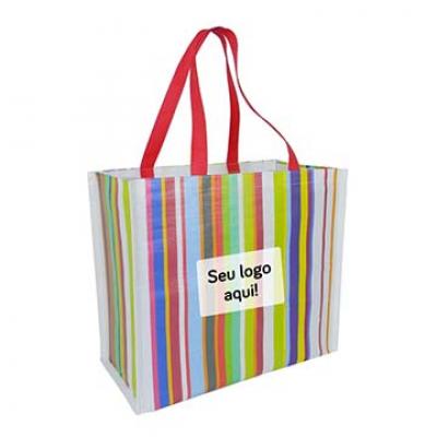 Sacola de feira listrada personalizada