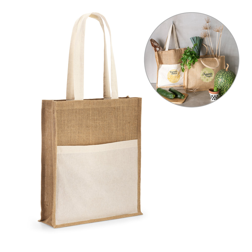Sacola de Juta com Bolso Personalizada | AL92823