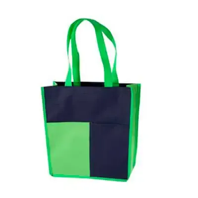 Sacola de Nylon verde e azul