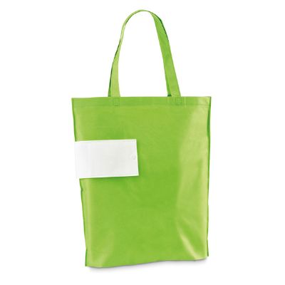 Sacola dobrável verde com alças de 50 cm