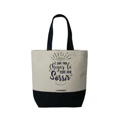 Sacola em algodão com acabamento em costura e impressão em silk-screen
