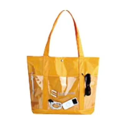 Sacola em Nylon 70 Alca do Proprio Material Bolso Frontal Pvc Transparente