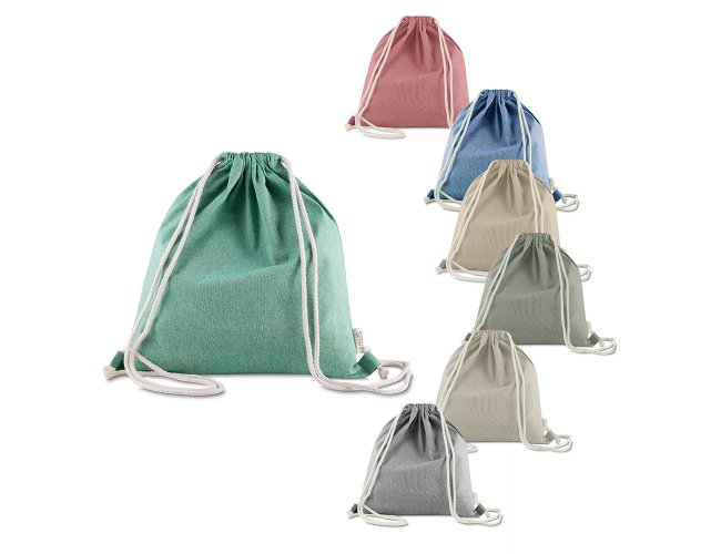 Sacola/Mochila em algodão mescla reciclado 140g/m²