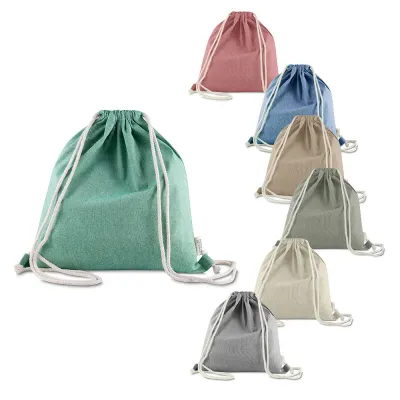 Sacola/Mochila em algodão mescla reciclado - opções de cores