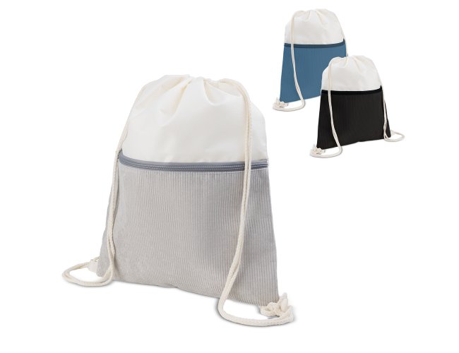 Sacola/Mochila em poliéster e veludo