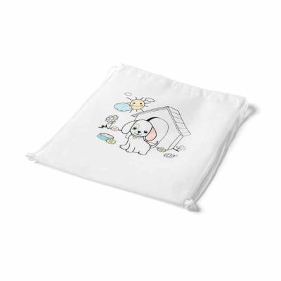 Sacola mochila para colorir em non-woven (80 g/m²) com desenho impresso e bolso interior. 6 gizes de cera inclusos.