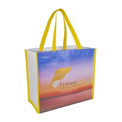 Sacola personalizada cm alça amarela