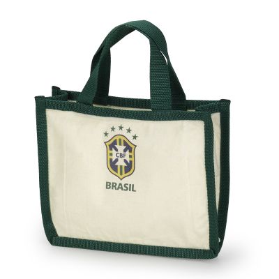 Sacola personalizada em algodão cru ecológico, com detalhe de viés externo e zíper. Pode ser feito em qualquer tamanho, tecido e cor.