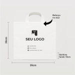 Sacola Personalizada Plástica 30×35 Alça Fita - 250, Branca ou Preta