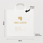 Sacola Personalizada Plástica 40×50 Alça Fita - Branca ou Preta, 1000