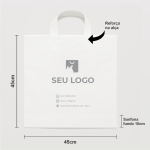 Sacola Personalizada Plástica 45×45 Alça Fita - Branca ou Preta, 250