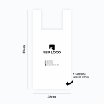 Sacola Personalizada Plástica 60×80 Alça Camiseta - Branca ou Preta, 250
