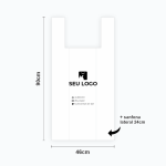 Sacola Personalizada Plástica 70×90 Alça Camiseta - Branca ou Preta, 250