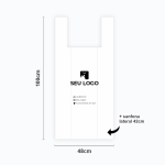 Sacola Personalizada Plástica 90x100 Alça Camiseta - Branca ou Preta, 250