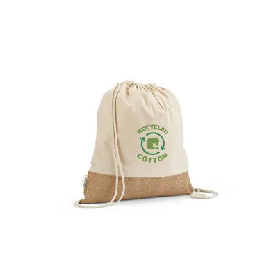 Sacola tipo mochila em 70% algodão reciclado e 30% poliéster