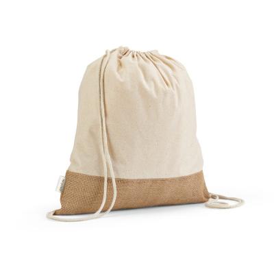 Sacola Tipo Mochila em Algodao Reciclado Com Base em Juta Personalizado